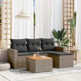Maison Chic Seti vrtnega pohištva - Vrtna garnitura - Vrtni pohištvo set 5-delna z blazinami siv poli ratan, (21817089) | Shoptok.si