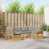  Set vanjskih sofa 6 kom. Bijela i svjetlosiva Poliester Smeđa 245 x 130,5 x 73 cm | shoptok.hr