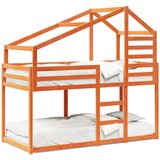 Krevet na kat s krovom voštano smeđi 90x200 cm masivna borovina | shoptok.hr