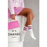 Milena Womens Socks Two Spotted Stripes White-Pink | shoptok.hr