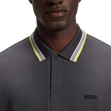 Boss Paddy Piqué Polo Shirt Dark Grey/Yellow Siva | shoptok.hr