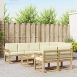  Set vanjskih sofa s jastukom 9 pcs Bijela i krem Poliester | shoptok.hr