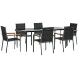  7-dijelni vrtni blagovaonski set crni od tekstilena i čelika | shoptok.hr