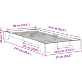 Krevet s daskama s pohranom Bijelo 90 x 210 cm boja drva | shoptok.hr