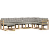  Set vanjskih sofa 8 kom. Bijela i svjetlosiva Smeđa 304 x 185,5 x 73 cm | shoptok.hr