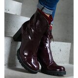 Gemre Burgundy patent heeled ankle boots decorated with Tiri fastening | ePonuda.com