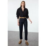 Trendyol dark blue high waist straight jeans