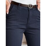 DStreet Spodnie damskie slim fit z paskiem TAIRONIK granatowe | Shoptok.si
