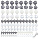 vidaXL set božićnih kuglica 100 komada 3/4/6 cm bijeli/sivi | shoptok.hr