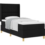 vidaXL Box spring krevet s uzglavljem Crna 90 x 200 cm tkanina - Crna 90 x 200 cm Dizajn s rombovima | shoptok.hr