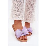 Boto Ladies Flat Heeled Slippers With Tulle Bow Purple Tanira | Shoptok.si