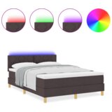  Krevet s podnom oprugom s madracem &amp LED Tamnosmeđi 140x190 cm Tkanina | shoptok.hr