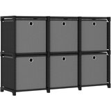 vidaXL regal s 6 škatlami črn 103x30x72,5 cm blago Cene