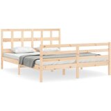  The Living Store Posteljni okvir z vzglavjem 160x200 cm trden les - Posteljni Okvir, (21524688) | Shoptok.si