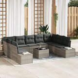 vidaXL 10-delni vrtni kavčni set z blazinami sivim poli ratanom | Shoptok.si