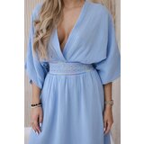 Kesi Włoski Muslin dress with embroidery at the waist Blue | shoptok.hr