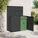 The Living Store Dvojna lopa za koše za smeti poli ratan črna 148x80x111cm - Lopa Za Koš Za Smeti, (21751374) | Shoptok.si