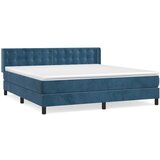 The Living Store Box spring postelja z vzmetnico temno modra 160x200 cm žamet - Box Spring Postelja, (21488885) | Shoptok.si