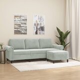 vidaXL Trosjed s tabureom svjetlosivi 180 cm baršunasti Cijene