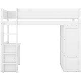 Lumor Postelja z mezzanine 90x200 cm multifunkcionalna z omaro in pisalno mizo, iz masivnega bora, Bela (brez vzmetnice), (22155532) | Shoptok.si