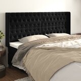  Uzglavlje s ušima crno 203x16x118/128 cm baršunasto | Eponuda.com