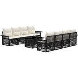  Sjedeća garnitura za vrt 9 kom. Crna i krem-bijela poliratan 100 x 55 x 73 cm | shoptok.hr