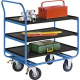 eurokraft pro transportni voziček, nosilnost 150 kg, 3 nakladalne površine z robnikom, kolesa z zračnico | Shoptok.si