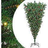 vidaXL Obrnuto umjetno božićno drvce s kuglicama Zelena 210 cm PVC | shoptok.hr