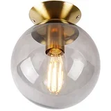 Art deco stropna svetilka medenina z dimnim steklom - Pallon