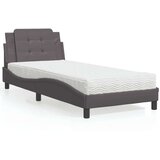  Postelja z vzmetnico siva 90x190 cm umetno usnje Cene