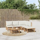  Garnitura 6-delna s kremno belimi blazinami bambus | Shoptok.si