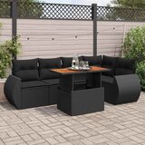  6-dijelni set vrtnih sofa s jastucima crni od poliratana Cijene