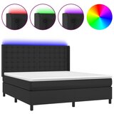Maison Chic Box spring postelja - Vzmetna postelja z vzmetnico LED črna 160x200cm umetno usnje SL9082, (21903671) | Shoptok.si
