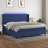 The Living Store Box spring postelja z vzmetnico LED modra 200x200 cm blago - Box Spring Postelja, (21516998) Cene