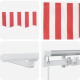 vidaXL Ručno uvlačiva pergola s LED crvenim i bijelim prugama 350x250 cm | shoptok.hr