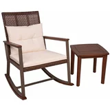 Garden Pleasure Tamno smeđa drvena stolica za ljuljanje sa stolom Sinaloa -