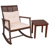Garden Pleasure Temno rjavi leseni gugalni stol z mizo Sinaloa - Cene