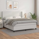 Krevet s oprugama i madracem bijeli 160x200 cm od umjetne kože | shoptok.hr