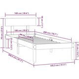  Posteljni okvir iz trdne borovine 100x200 cm, (20643324) | Shoptok.si