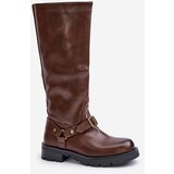 Boto Warm Women’s Boots with Zipper Eco Leather Brown Tialethe | Shoptok.si