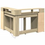  Radni stol s LED svjetlima hrast 130x130x91cm konstruirano drvo | shoptok.hr