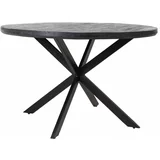 Light & Living Črna okrogla jedilna miza z mizno ploščo iz akacije ø 140 cm Yellov –
