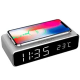 sat sa wireless bežičnim punjačem za mobitel GEMBIRD, silver, DAC-WPC-01-S