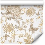  Tapeta - Beige flowers and butterflies on white background 49x1000 | shoptok.hr