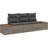  Set od 3 dijela vrtni kauč s jastučićima sivi poli ratan akacija | shoptok.hr