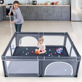  Dječja ogradica 200 x 180 cm s 50 igraćih loptica, ogradica sa zatvaračem, tamno siva | shoptok.hr