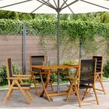 vidaXL Nastavljivi vrtni stoli 4 kosi črn trden akacijev les