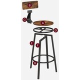  Tabureti s naslonom - Rustikalno smeđa + crna, loft stil | shoptok.hr