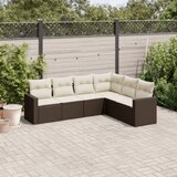  6-dijelni set vrtnih sofa od poliratana s jastucima smeđi Smeđa i krem | shoptok.hr