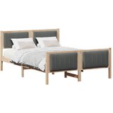  Okvir kreveta smeđe i tamnosivo 135 x 190 cm Masivna borovina | shoptok.hr